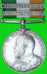 Kings South African Medal 1901 and bar 1902